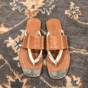 Aldo tan and snakeskin sandals size 7.5